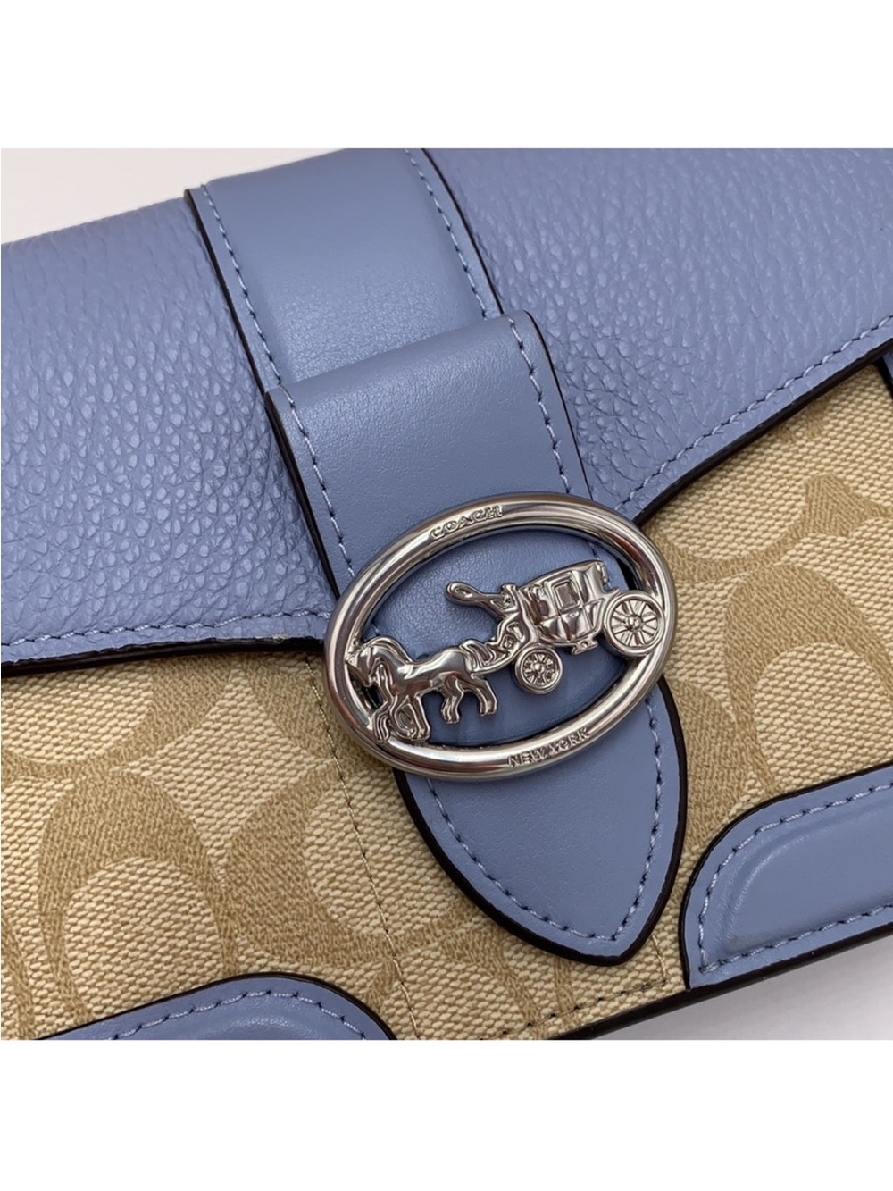 COACH Georgie Crossbody In Signature Canvas LIGHT KHAKI/MARBLE BLUE - Picture 5 of 15